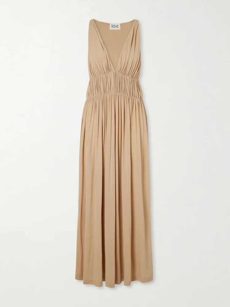 Ouida gathered jersey maxi dress