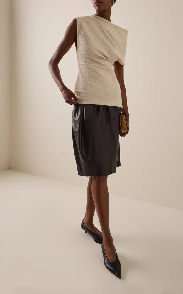 Sculptural Leather Mini Skirt