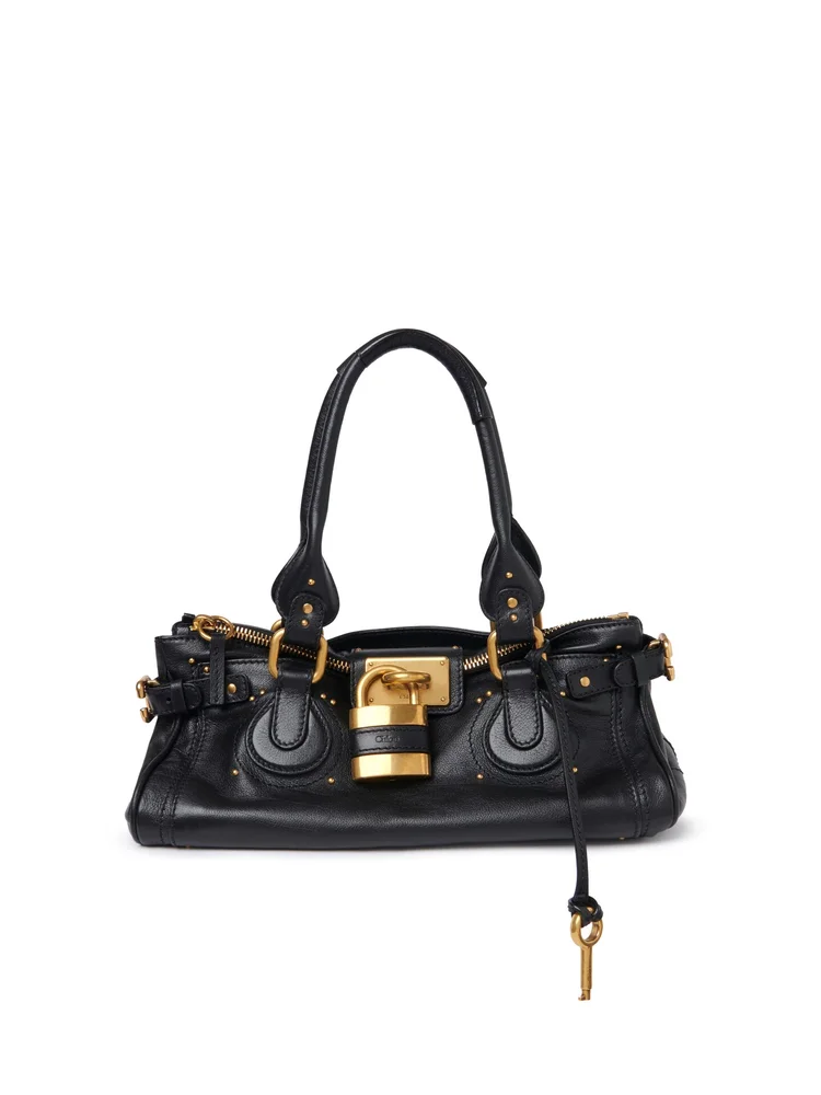 Paddington Bag in Grained Leather, Black
