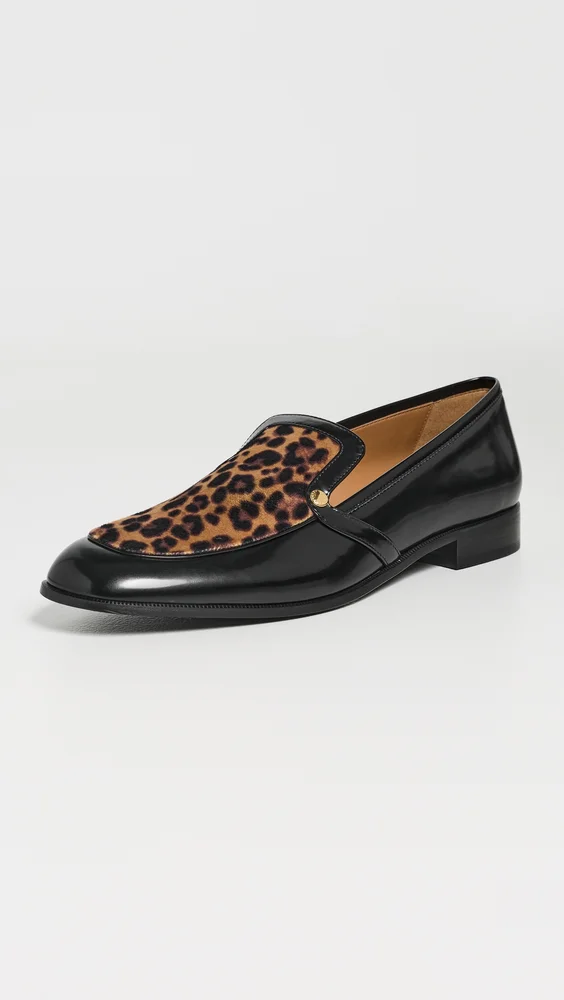 Brushed Alter Mat and Leopard Printed Velvet Loafer