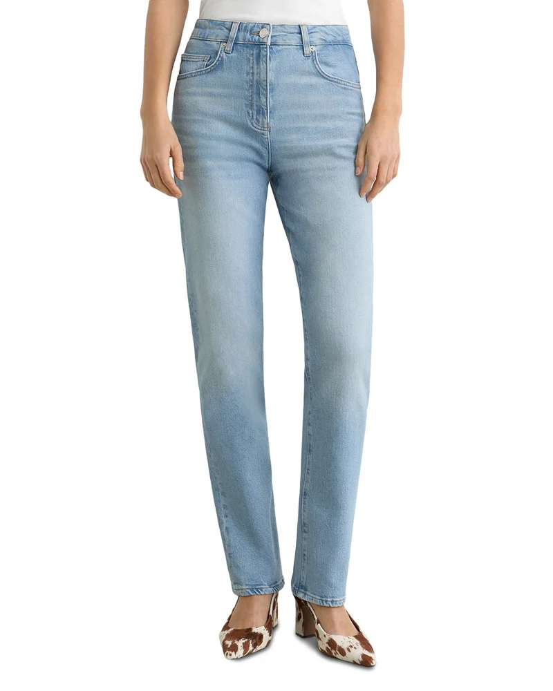 Aubrey High Rise Straight Leg Jeans in Light Blue