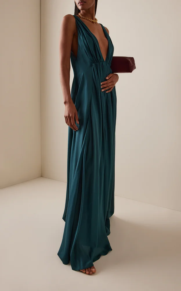 Angelina Silk Habotai Maxi Dress