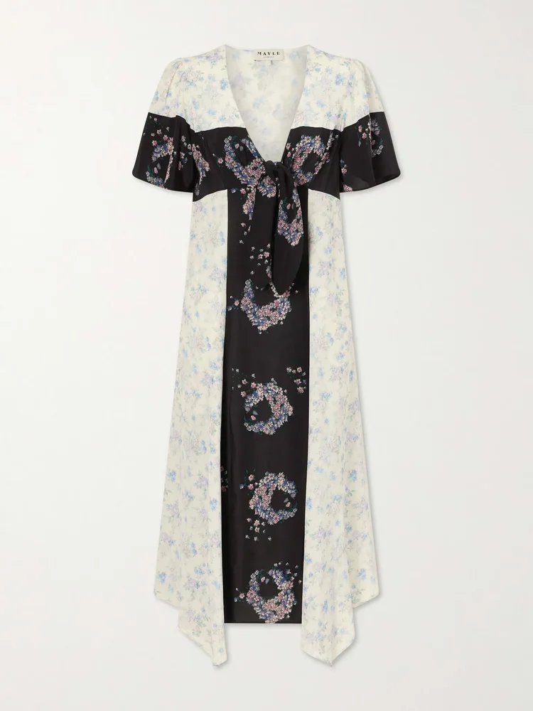 Andalou floral-print silk midi dress