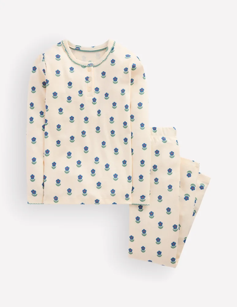 Snug Henley Pajamas-Ivory Floral
