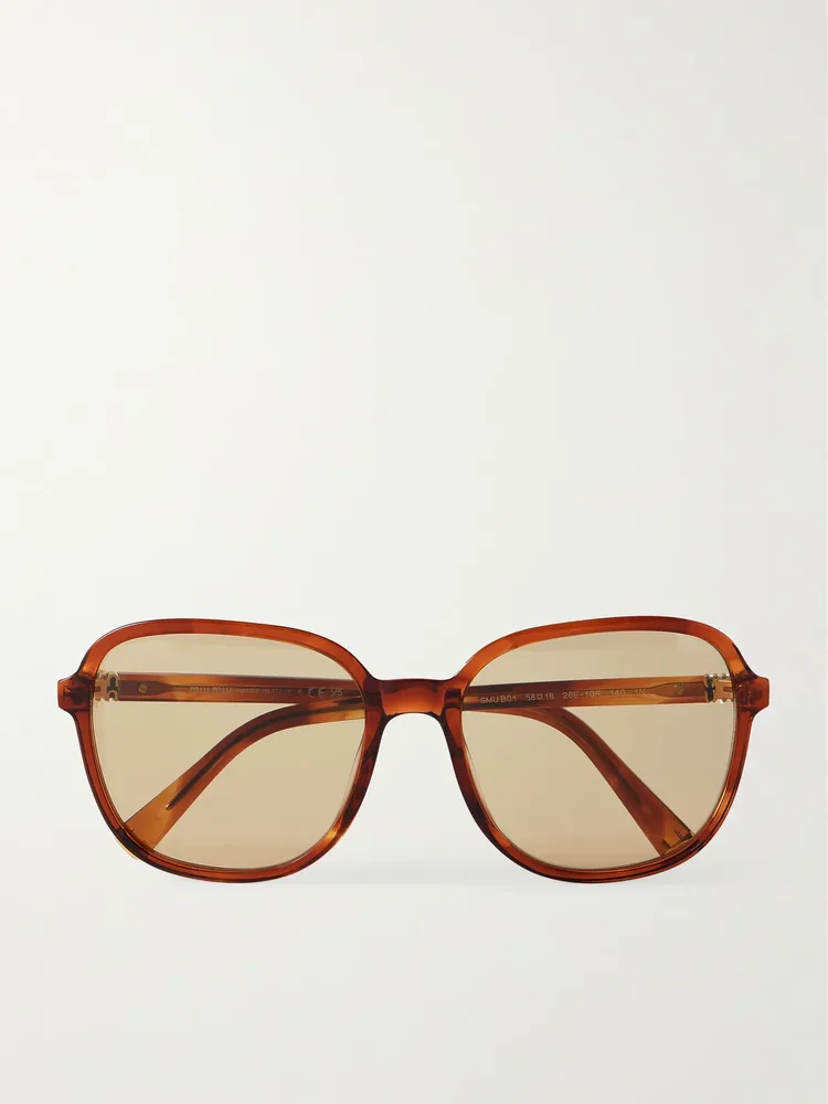 Miu Miu Round-Frame Acetate Sunglasses in Brown
