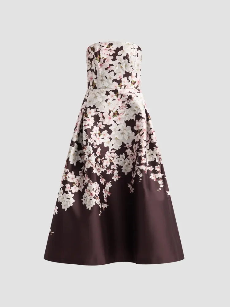 Shay Printed Strapless Midi Dress