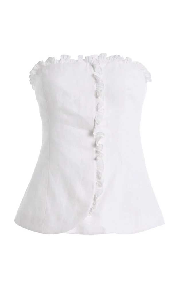 Florence Strapless Ruffled Linen Top