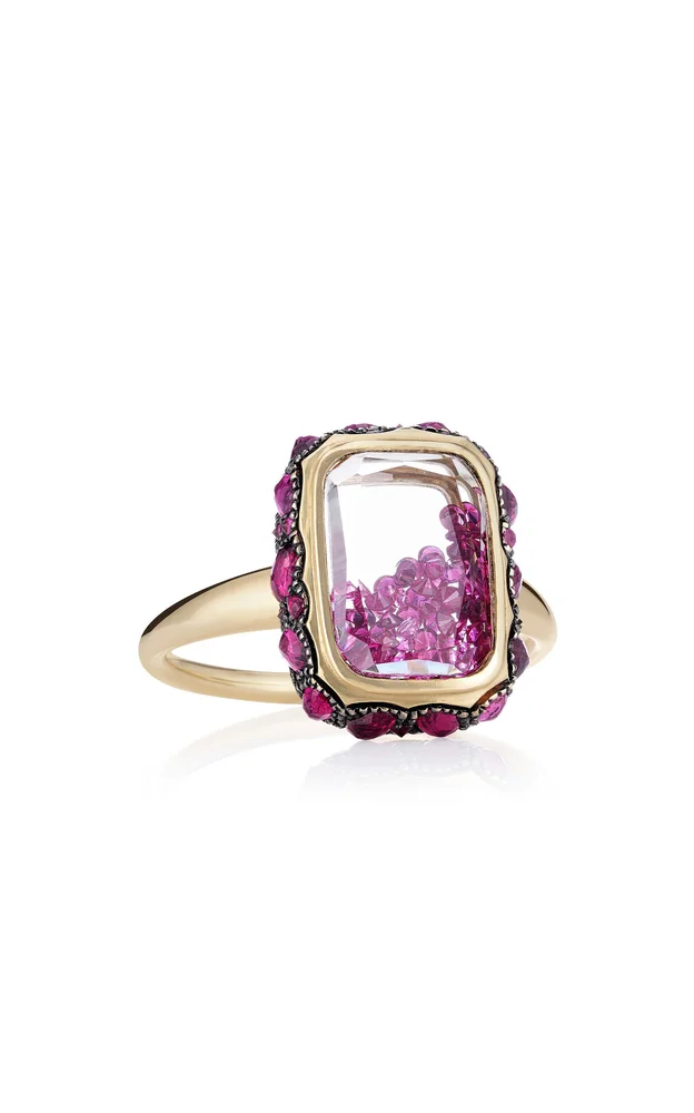 Ten Fourteen Petite 'Antique' 18k Yellow Gold Ruby Shaker Ring