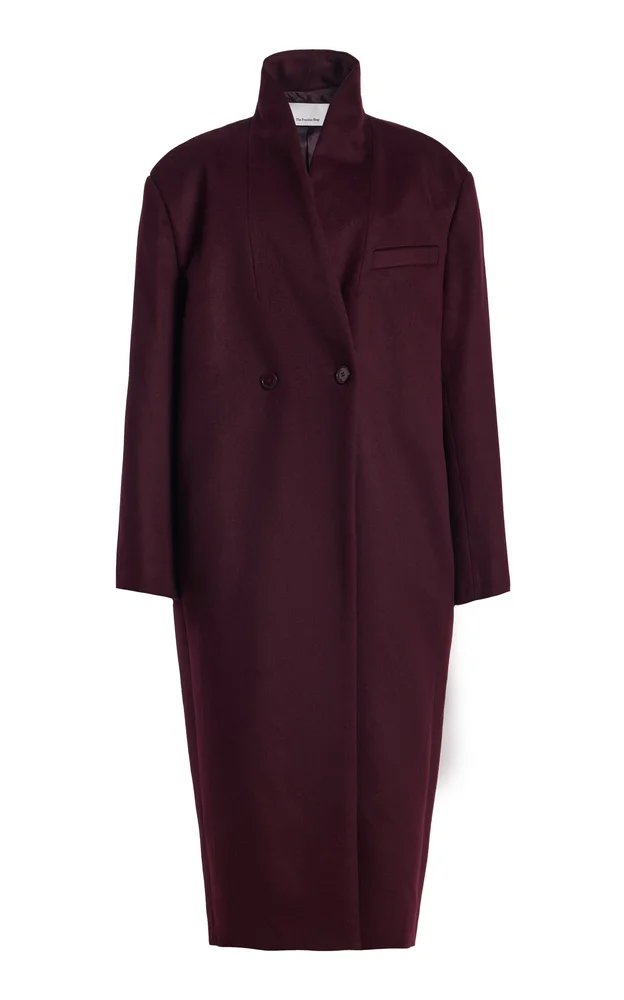 Brea Wool-Blend Collarless Coat