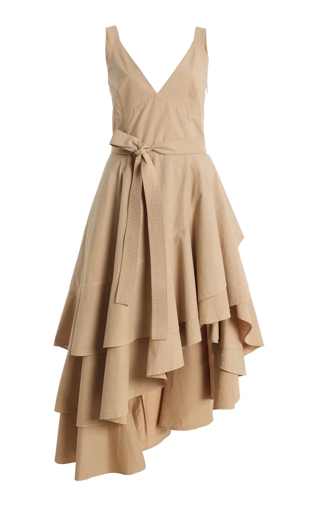 Asymmetric Layered Cotton Tank Dress