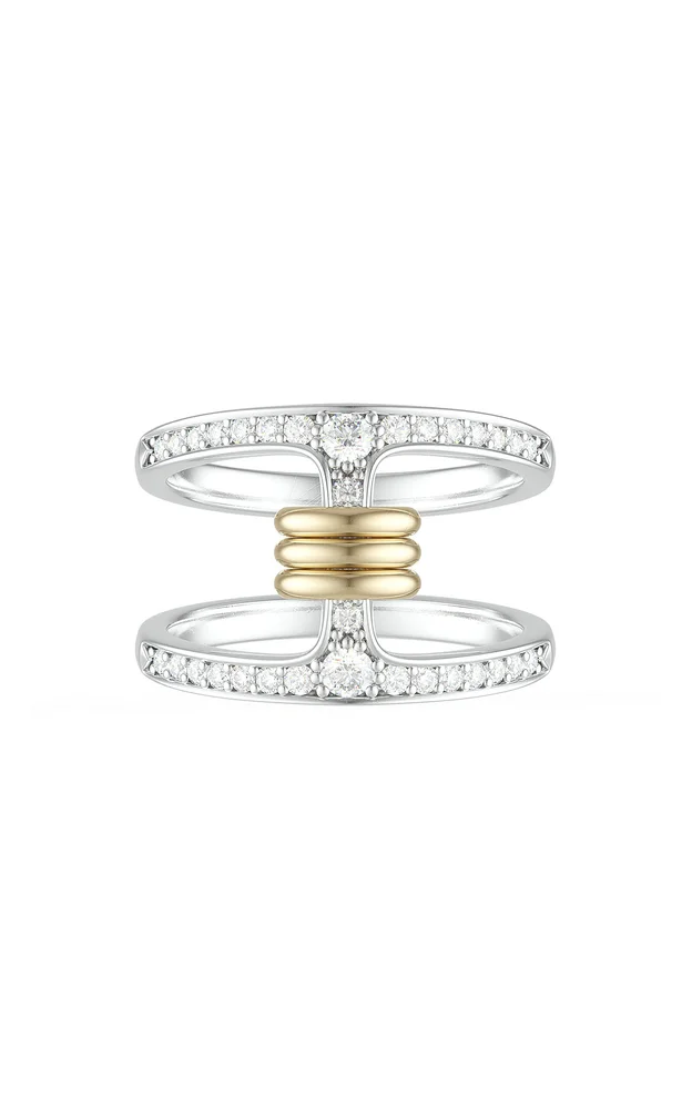 Hoorsenbuhs Collab 18k Yellow Gold, Sterling Silver, And Diamond pavé Ring