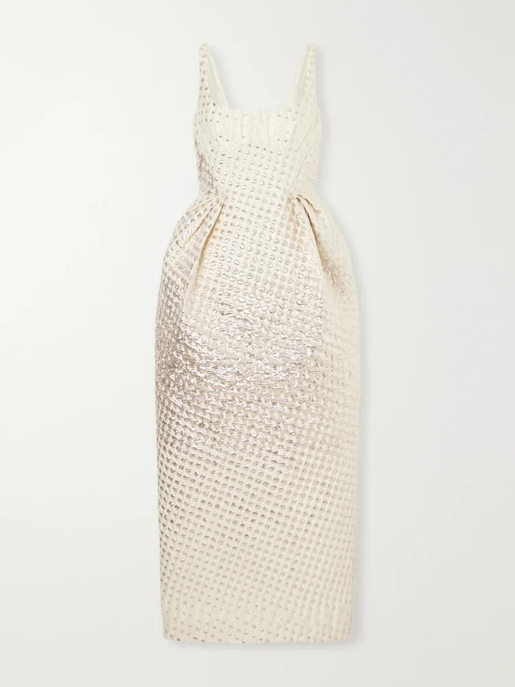 Metallic jacquard-woven gown