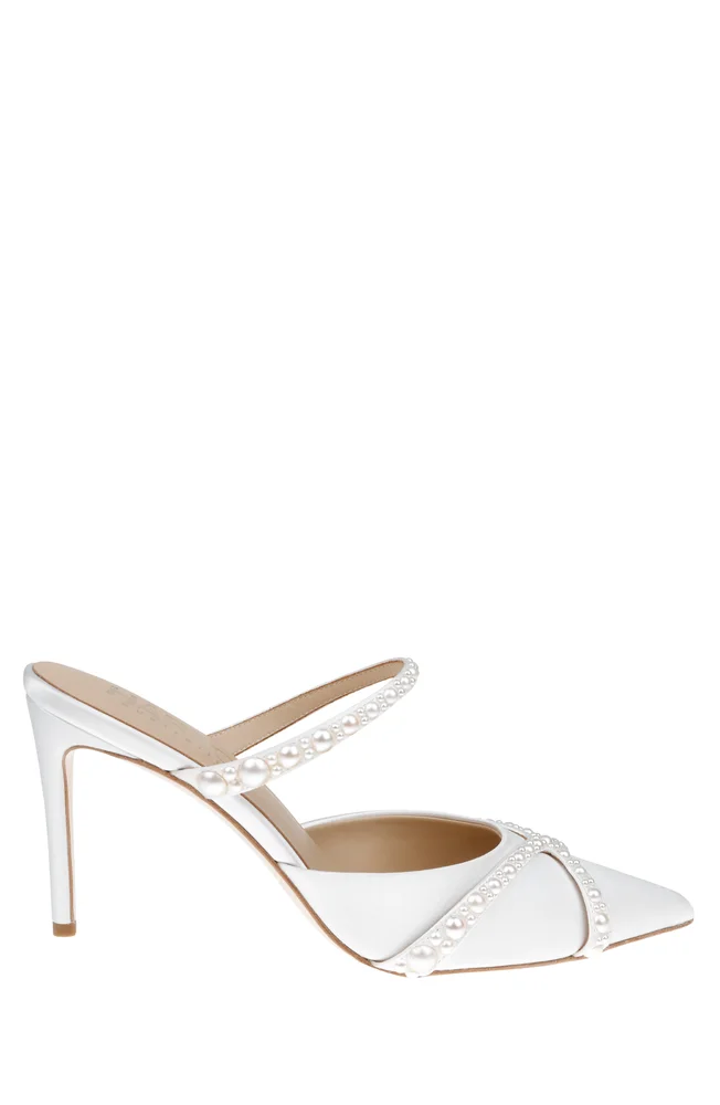 Grace Satin Bridal Mule with Pearl Detail