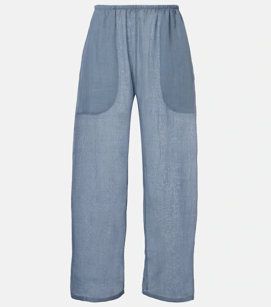 Niko cropped wide-leg ramie pants