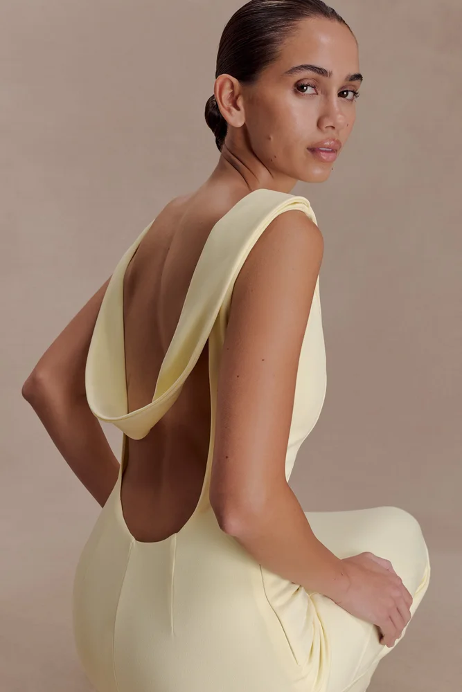 Meshki Galilea Crepe Draped Maxi Dress - Lemon