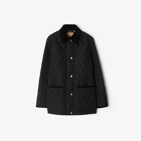 Quilted Nylon Barn Jacket in Black/sand - Women