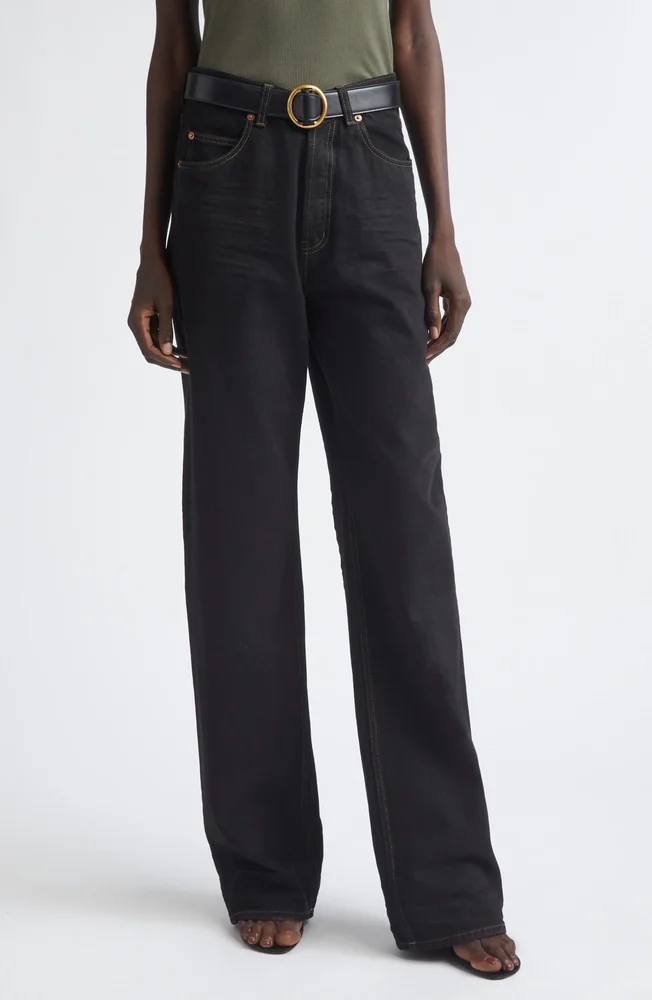 High V-Waist Baggy Denim Wide Leg Jeans