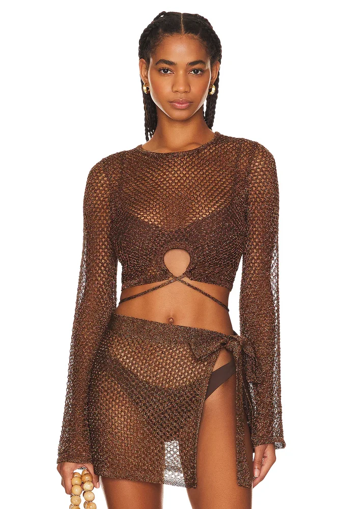 Sana Metallic Open Stitch Top