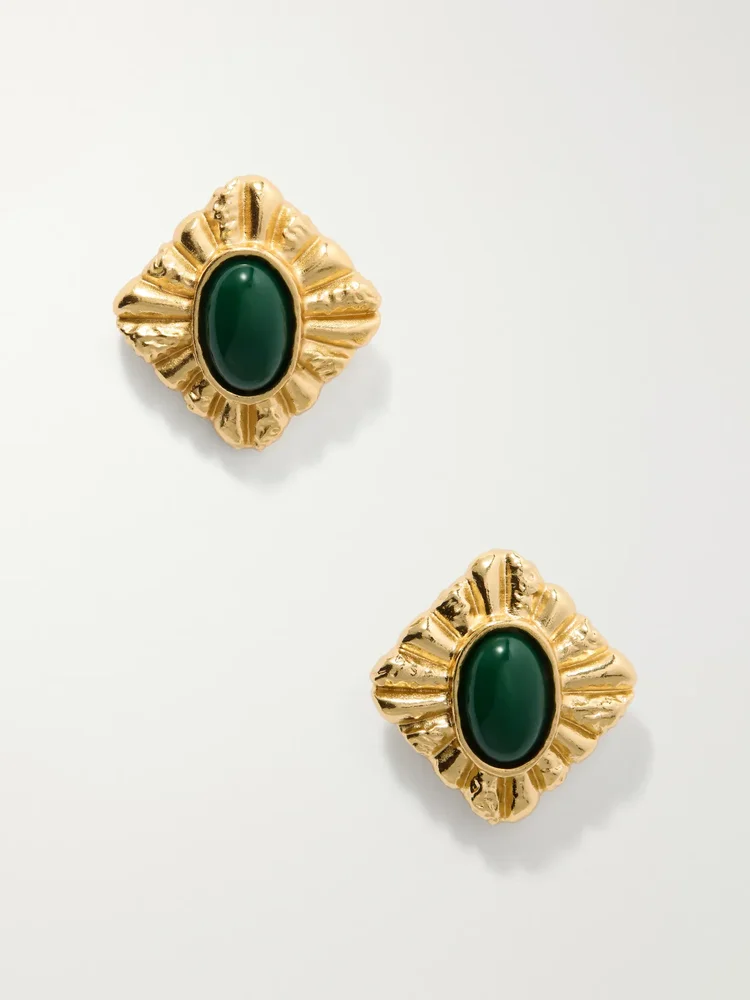 Sasa gold-plated malachite earrings