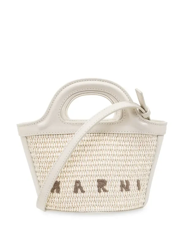 Marni Micro Tropicalia logo-embroidered Tote Bag | White