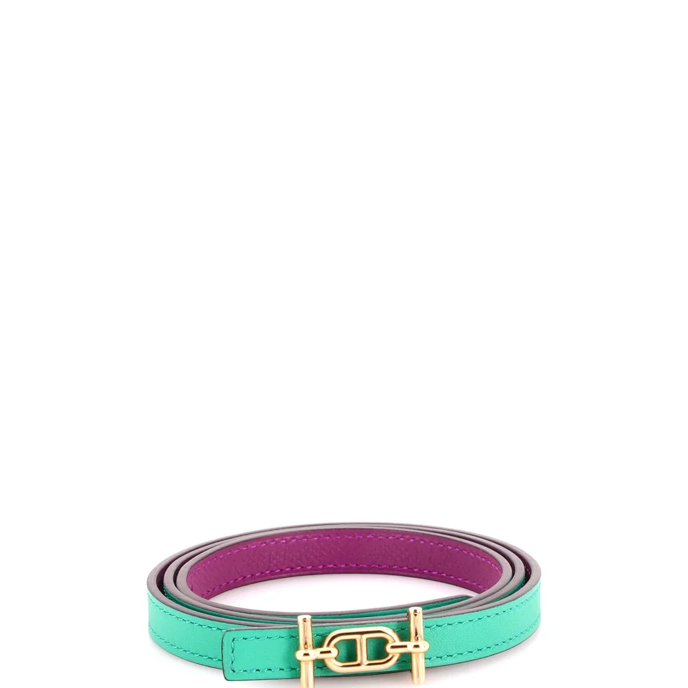 Pre-Owned Ancre Reversible Belt Leather Thin, Green