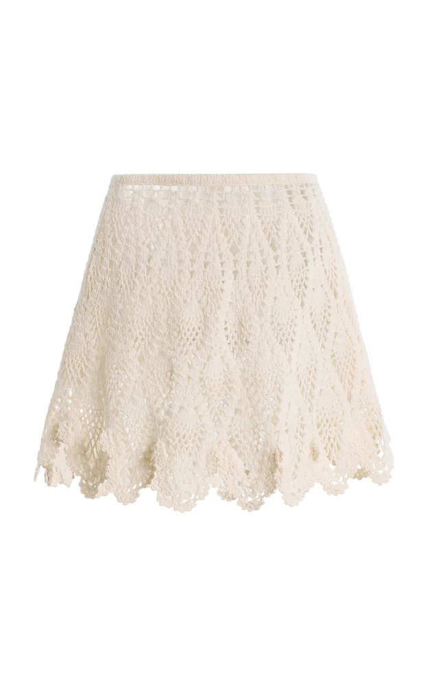 Crocheted Wool Lace Mini Skirt