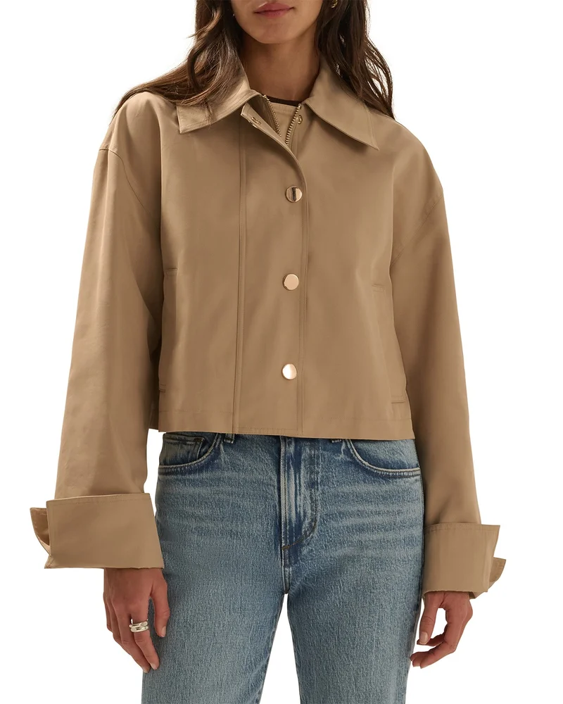 The Rue Cotton Blend Cropped Trench Coat