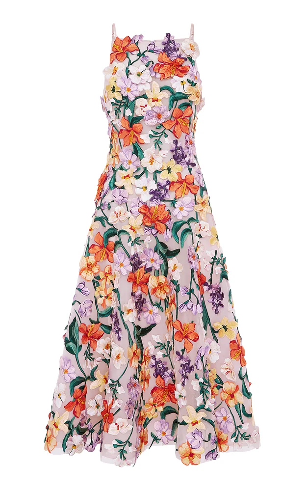 Bettina Hand-Embroidered Midi Dress