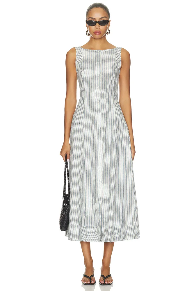 Boat Neck Sleeveless A Line Dress