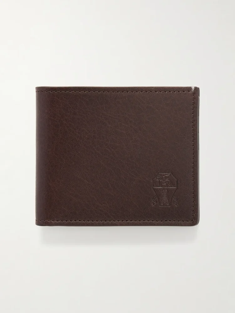 Logo-Debossed Leather Billfold Wallet, Dark Brown