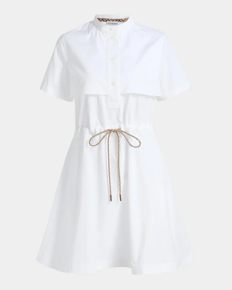Isotta Drawstring Short-Sleeve Mini Shirtdress