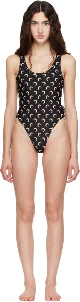 Black Moon Printed Jersey One-Piece Swimsuit