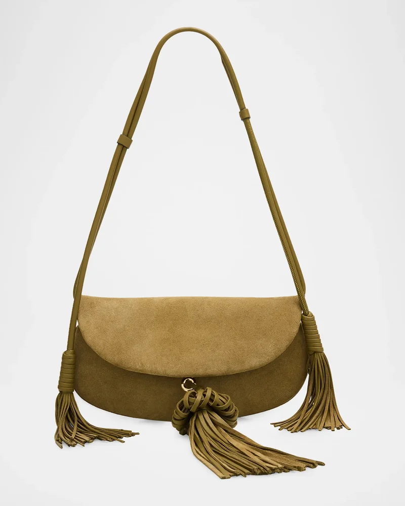 Paloma Flap Tassel Suede Shoulder Bag