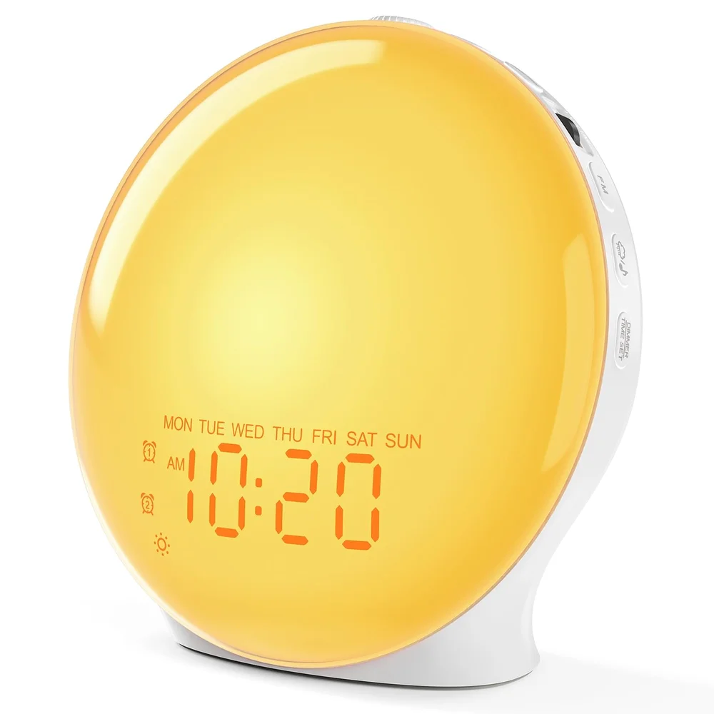 JALL Full-Screen Wake Up Light Sunrise Alarm Clock White Noise Machine
