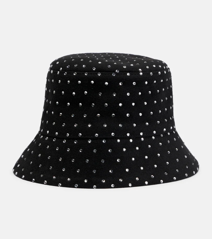 Embellished wool bucket hat