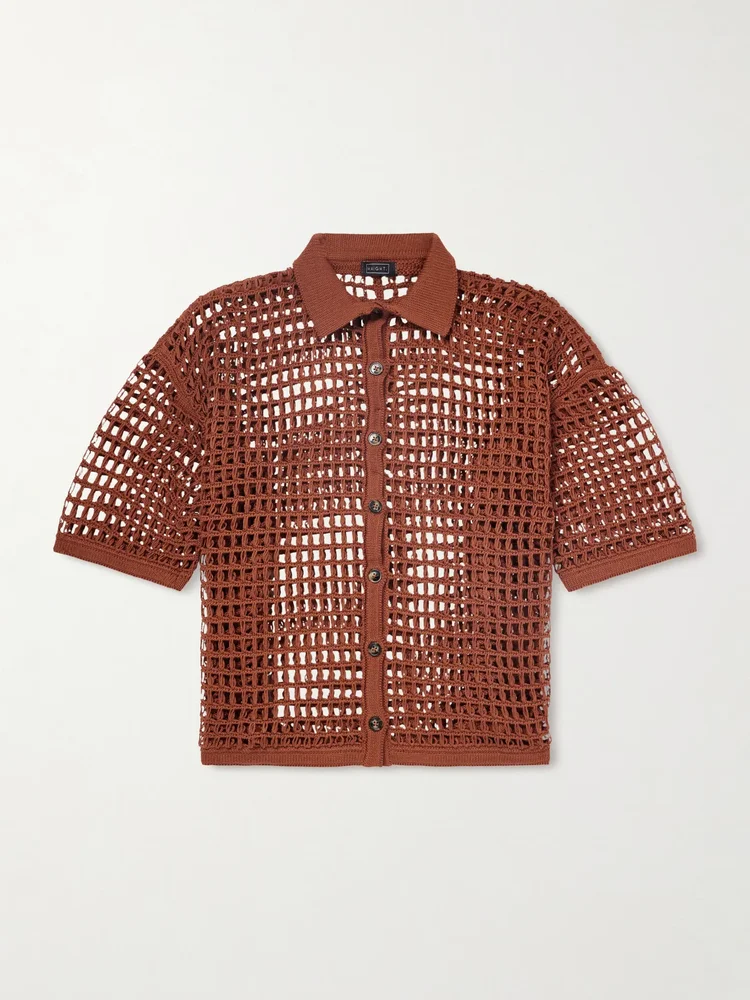 Sheila open-knit cotton-blend shirt