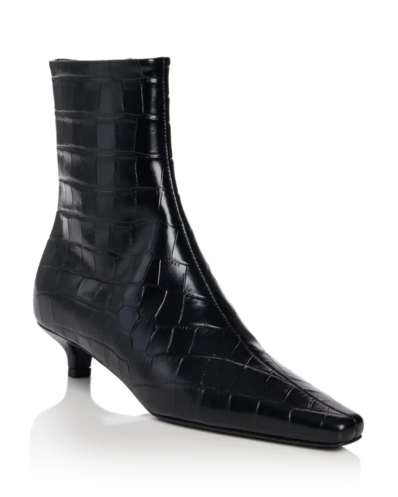 Slim Croc Embossed Ankle Boots