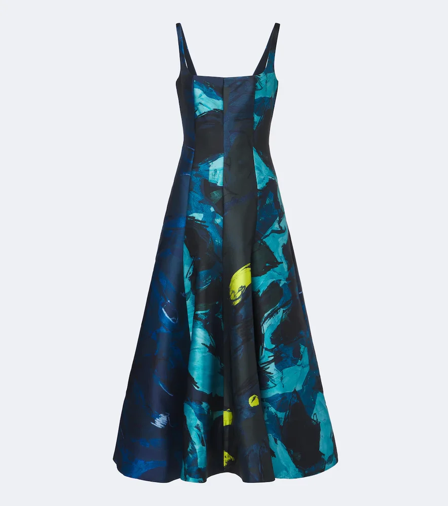 Zelia printed gathered midi dress