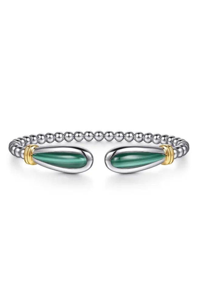 Bujukan 14k Gold & Sterling Silver Malachite Cuff Bracelet