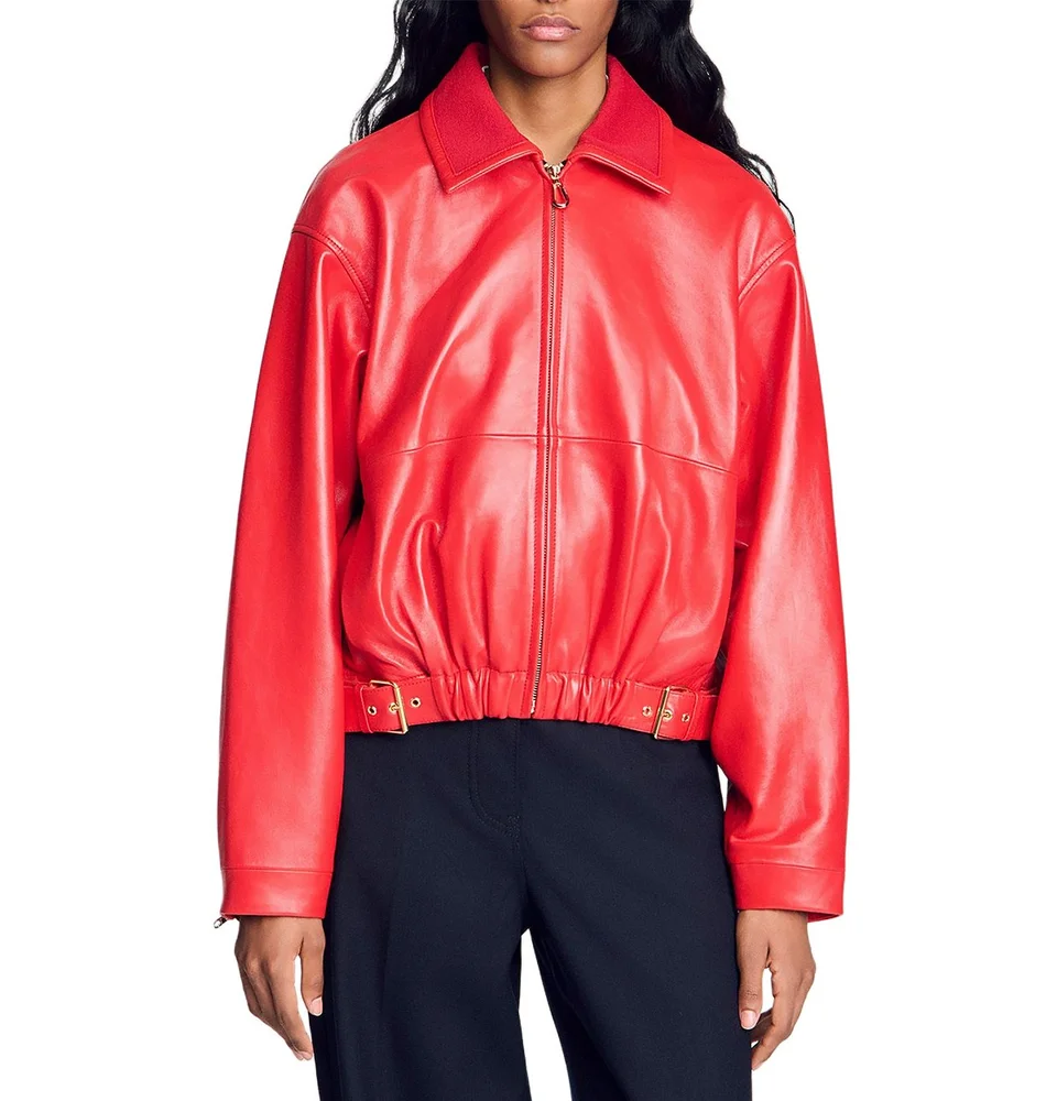 Clemy Zip Front Leather Jacket