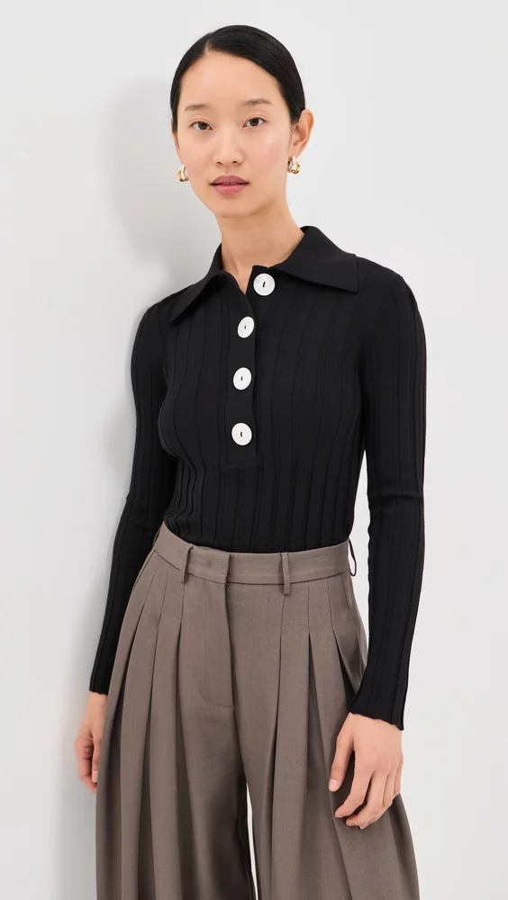 Sugarman Long Sleeve Polo Wool Top