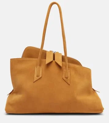The Attico La Passeggiata Medium suede tote bag in brown - The Attico