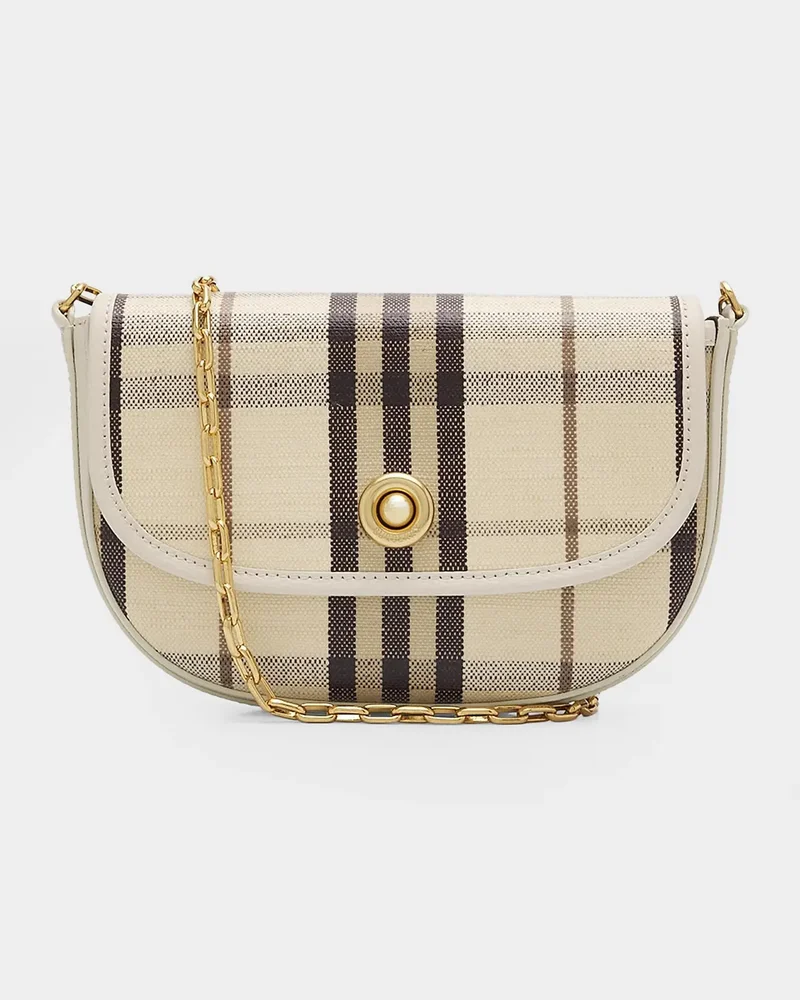 Check Cotton-Linen Blend Shoulder Bag