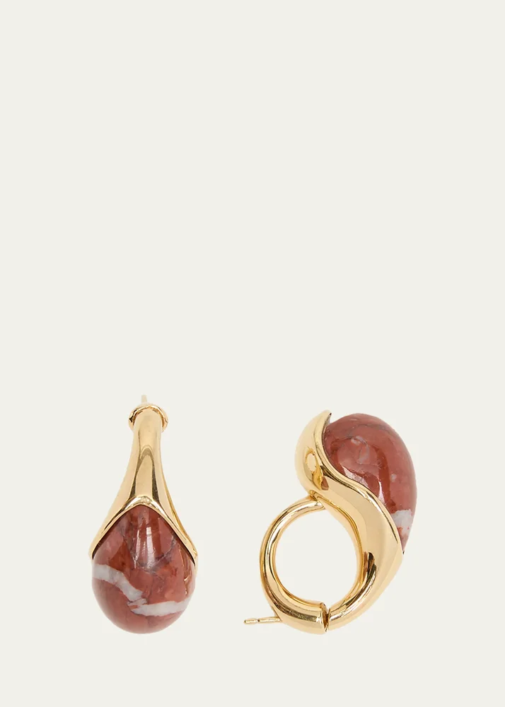 Drop Marble Earrings, Red