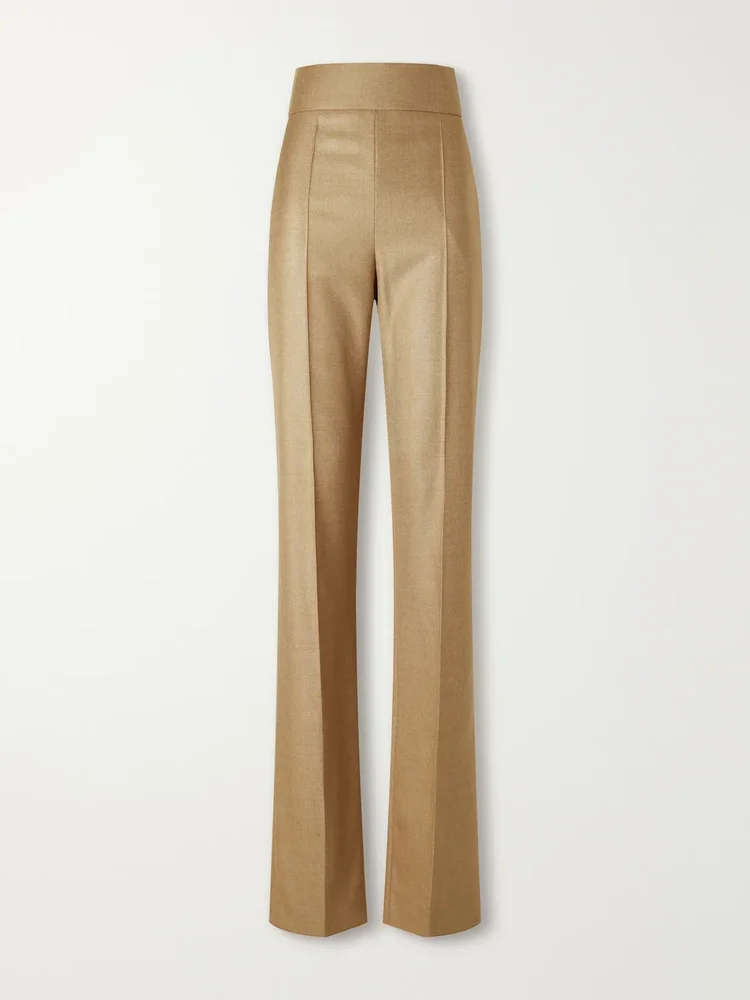 Wool and silk-blend straight-leg pants