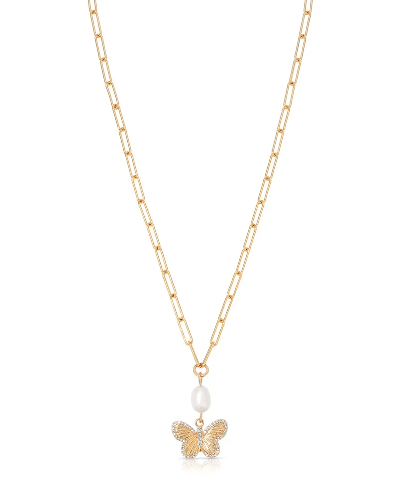 Interlocking 18K Gold Plated Chain Necklace, 15-19"