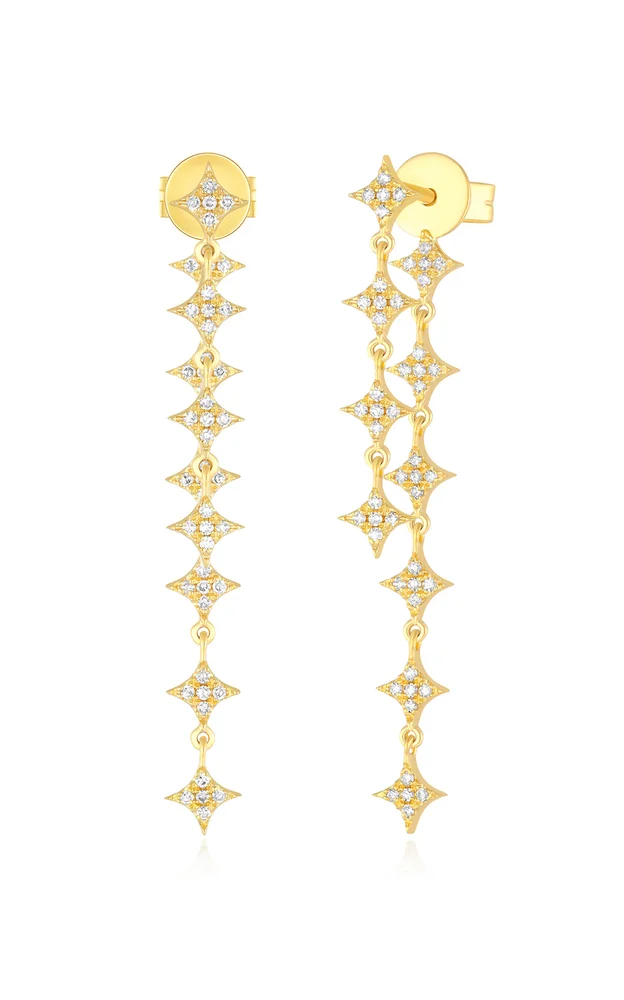 14K Yellow Gold Diamond Drop Earrings