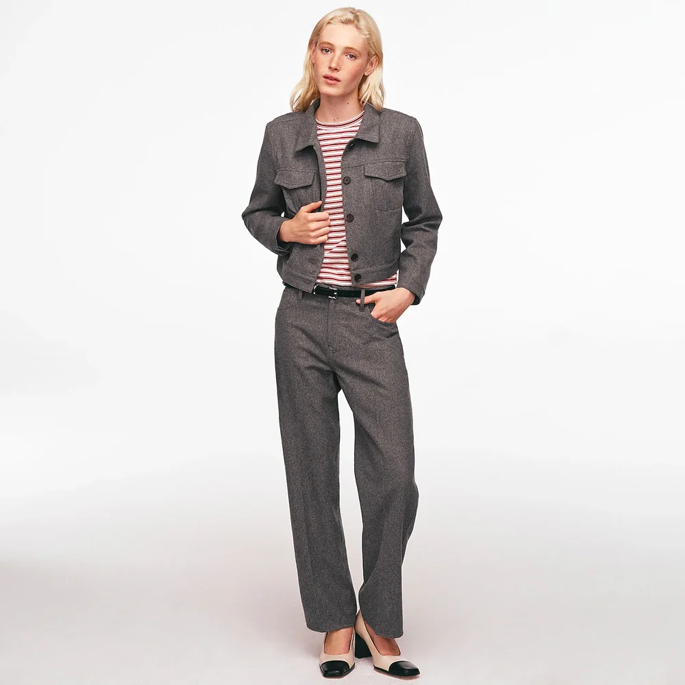 Tapered trouser pant in wool-blend flannel
