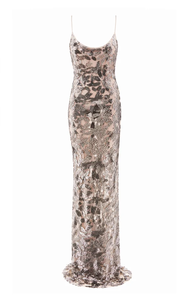 Isis Beaded Tulle Maxi Dress