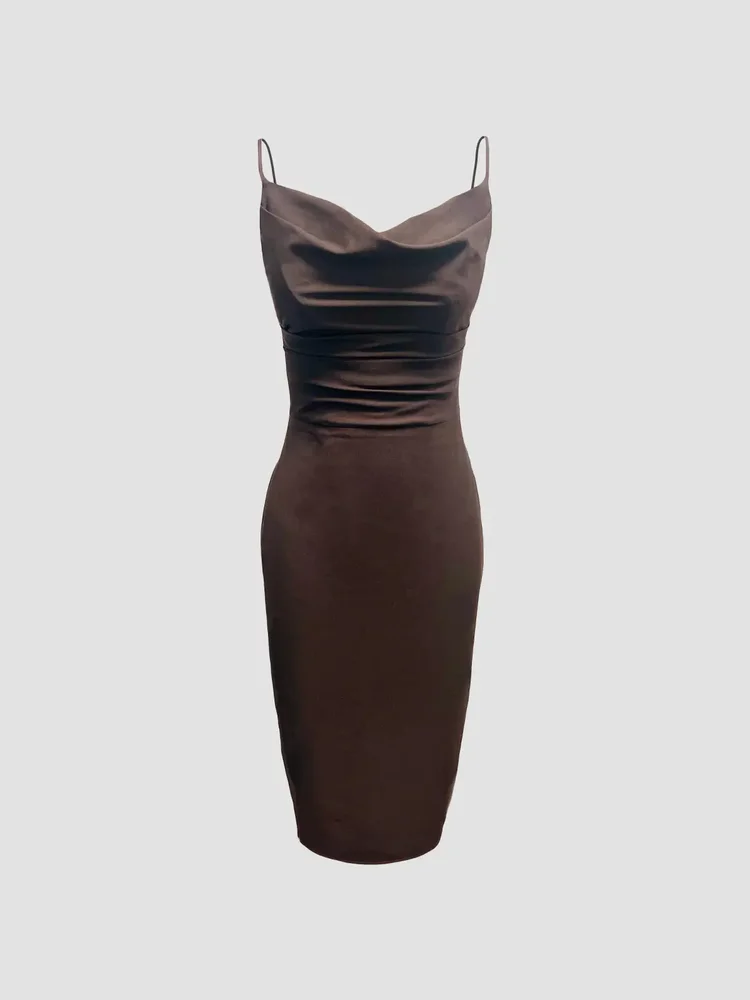 Nikki Cowlneck Body-Con Midi-Dress